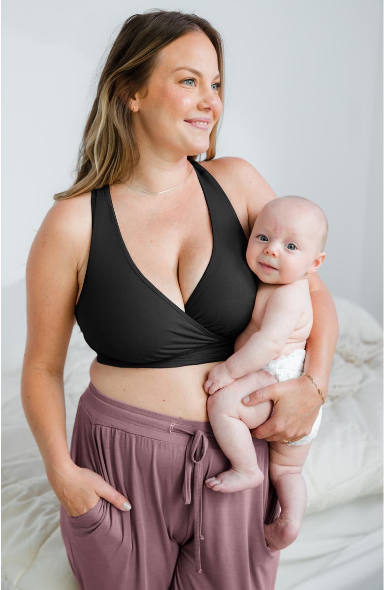 Kindred Bravely French Terry Racerback Nursing & Sleep Bra - Fits Sizes 30B-46D, Alternate, color, Black