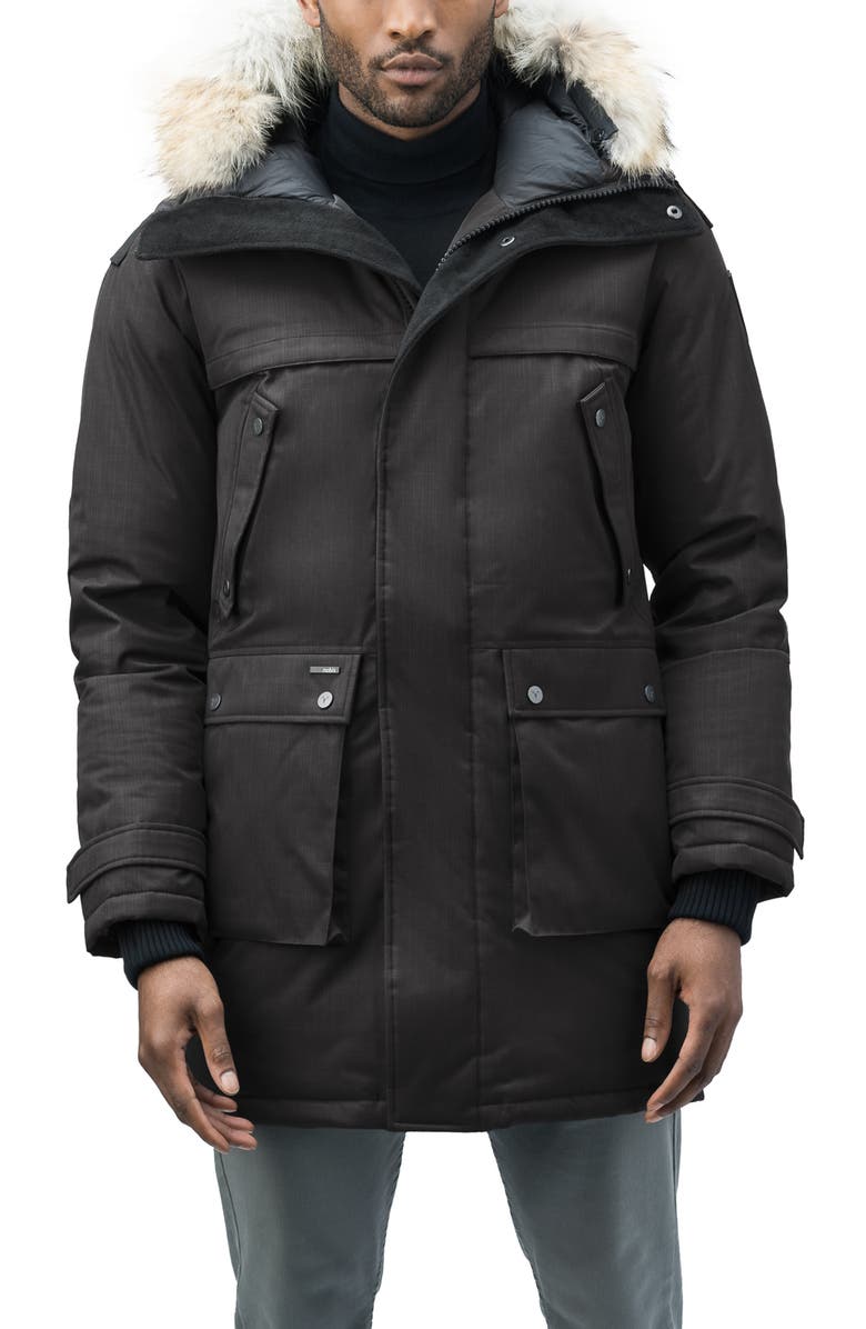 nobis Hooded Down Parka with Genuine Coyote Fur Trim, Main, color,
