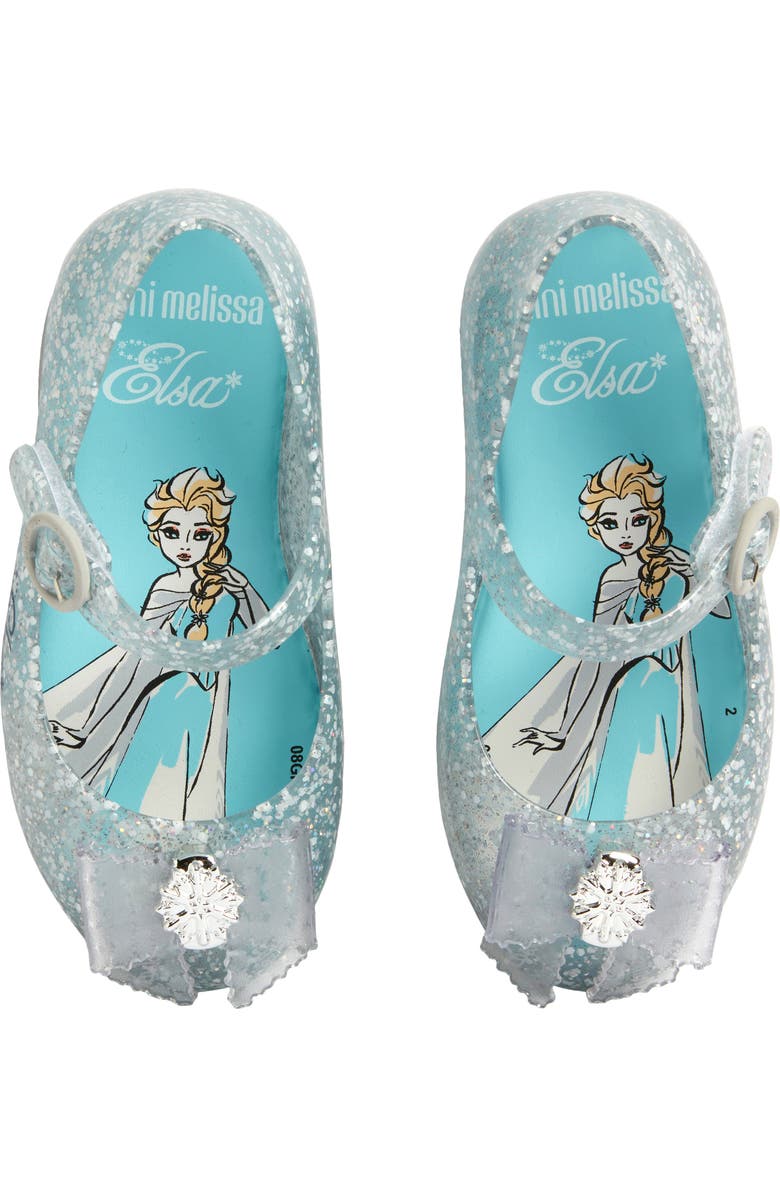 Mini Melissa Mini Sweet Love Disney Princess Mary Jane Flat, Alternate, color, Glitter Blue/ Blue
