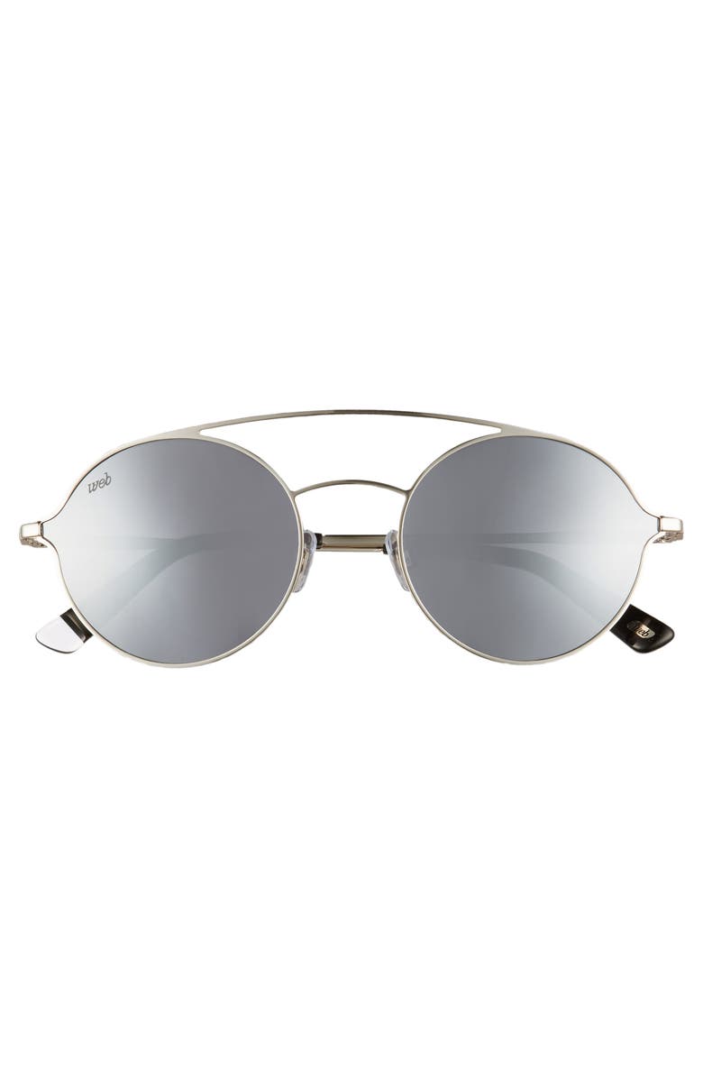 Web 56mm Round Aviator Sunglasses, Alternate, color, 