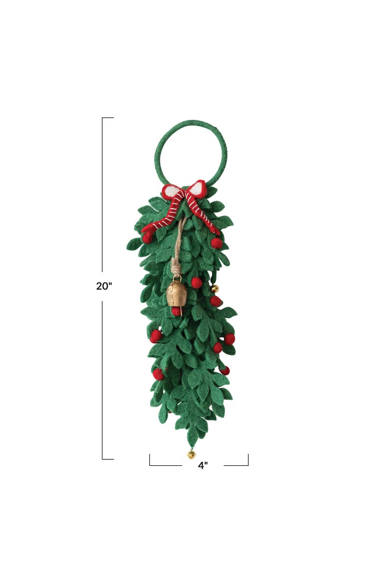 Wool Felt Leaves & Berries Door Hanger with Iron Bells, Alternate, color, Multicolor