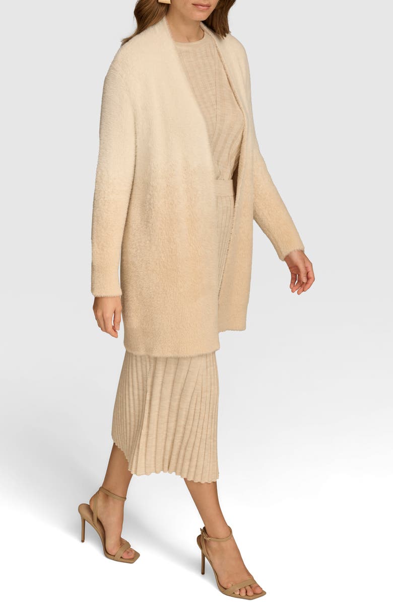 Donna Karan New York Ombré Open Front Cardigan, Alternate, color, Ivory/ Biscuit