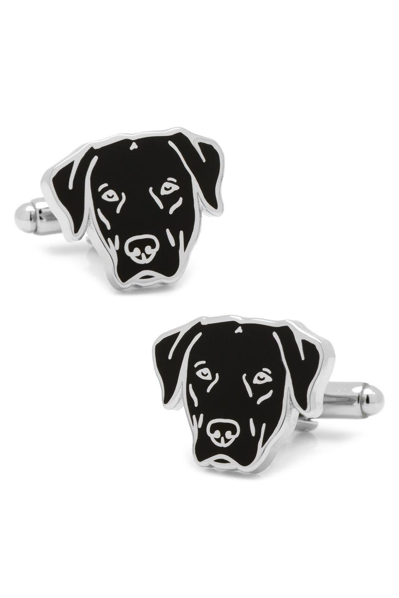 Black Labrador Cuff Links, Main, color, BLACK