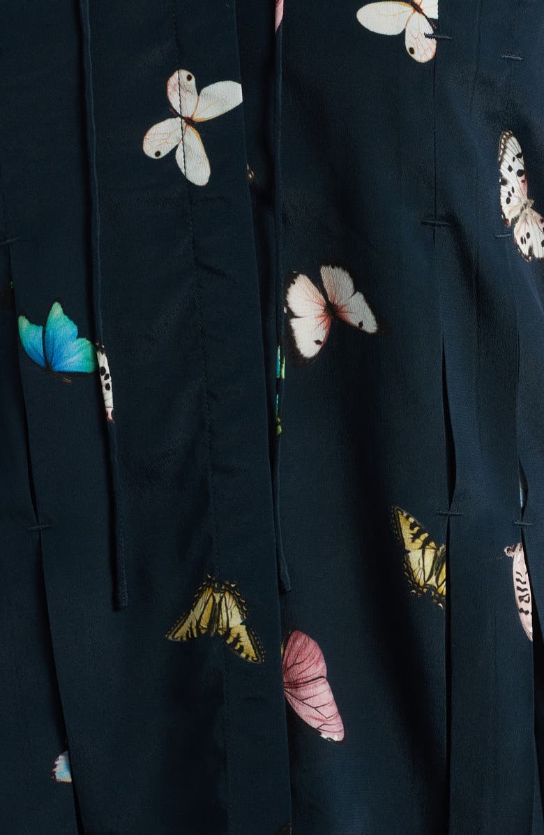 rag & bone Arden Print Pleated Top, Alternate, color, Black Butterfly