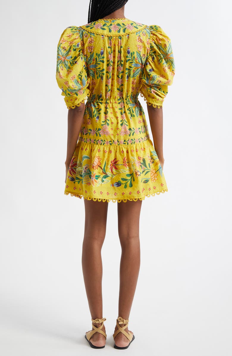 FARM Rio Delicate Flowers Cotton Minidress, Alternate, color, Yellow