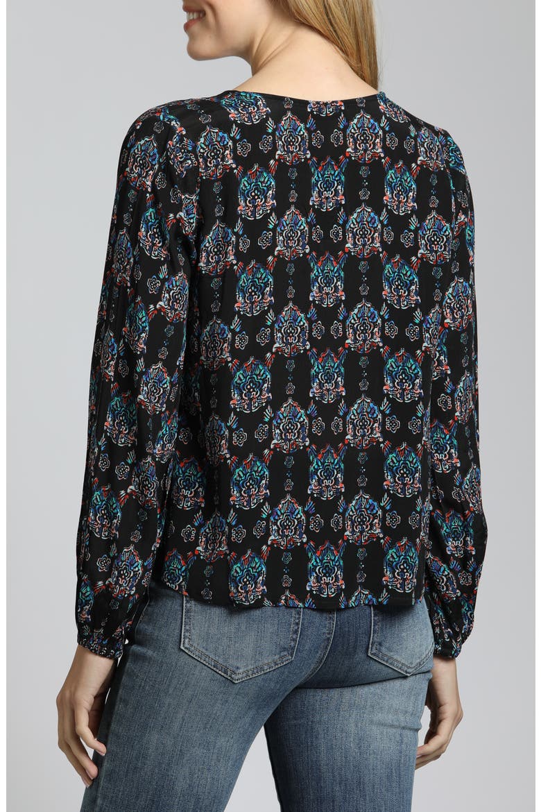 Print Tie Front Top, Alternate, color, BLACK MULTI