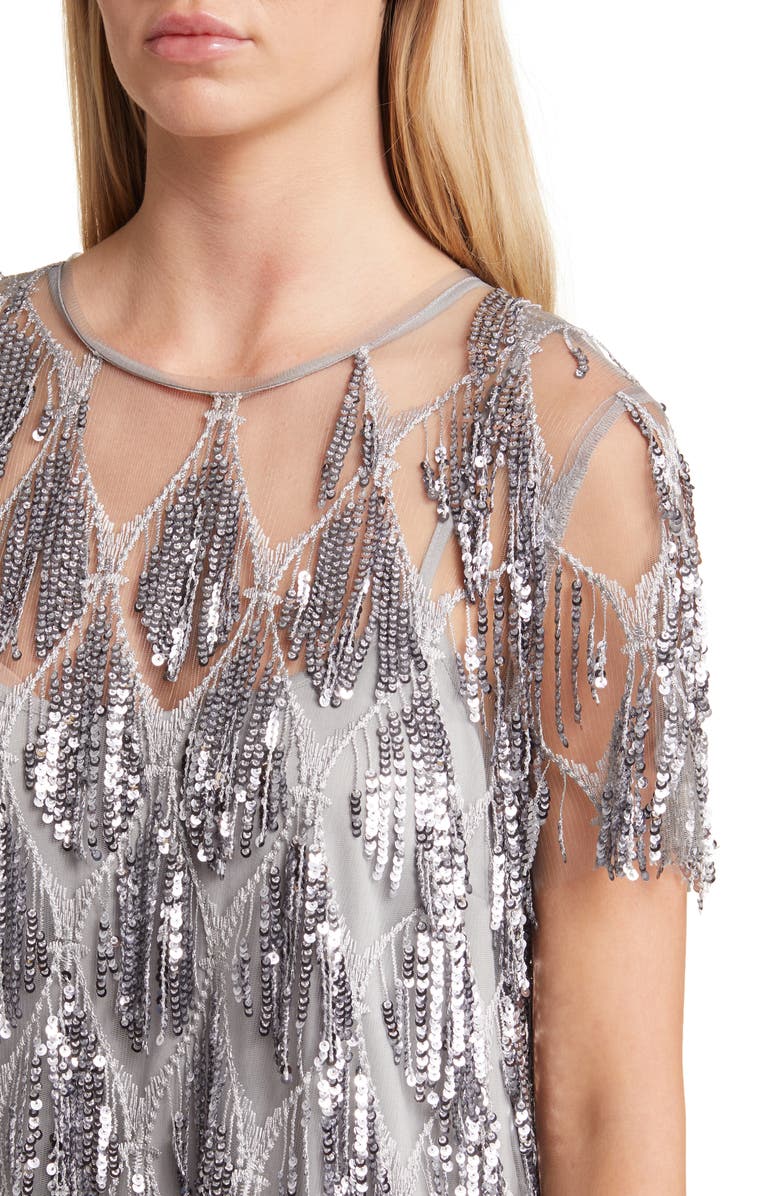 Lulus On the Dance Floor Sequin Fringe Cocktail Minidress, Alternate, color,