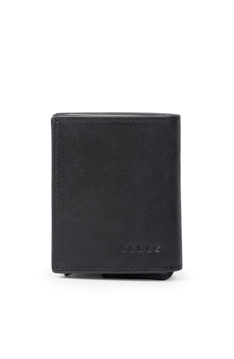 Velez Garry Tech Leather Card Holder, Main, color, Black