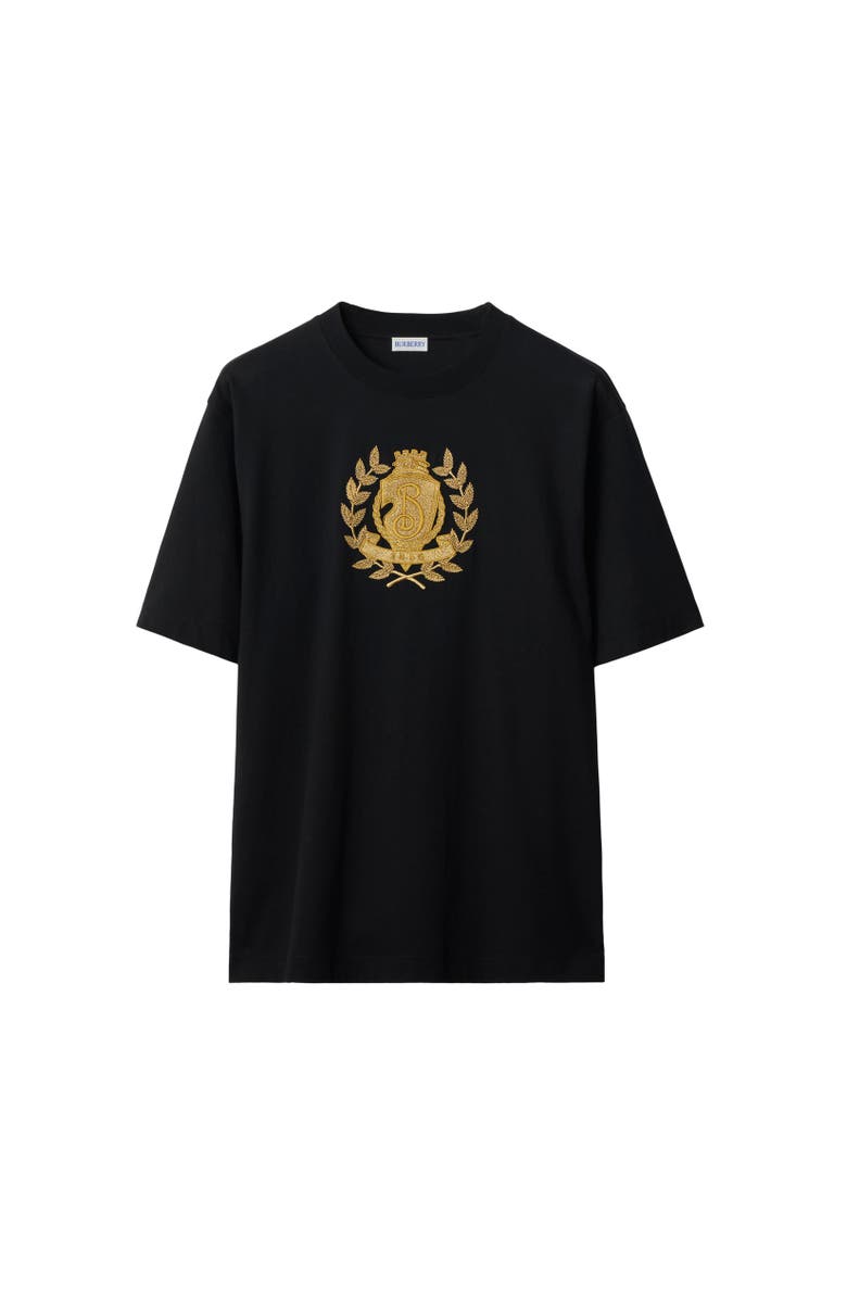 Burberry B Crest Cotton T-shirt, Alternate, color, Black