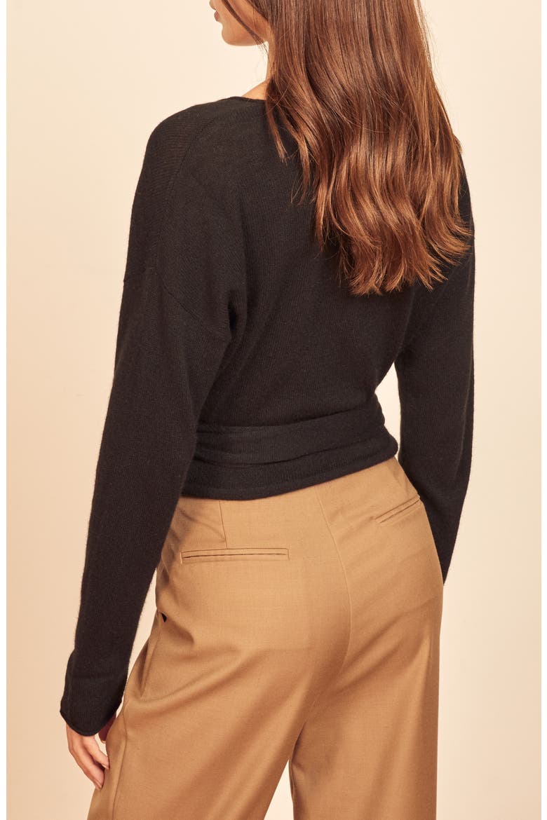 Cashmere Wrap Sweater, Alternate, color, BLACK