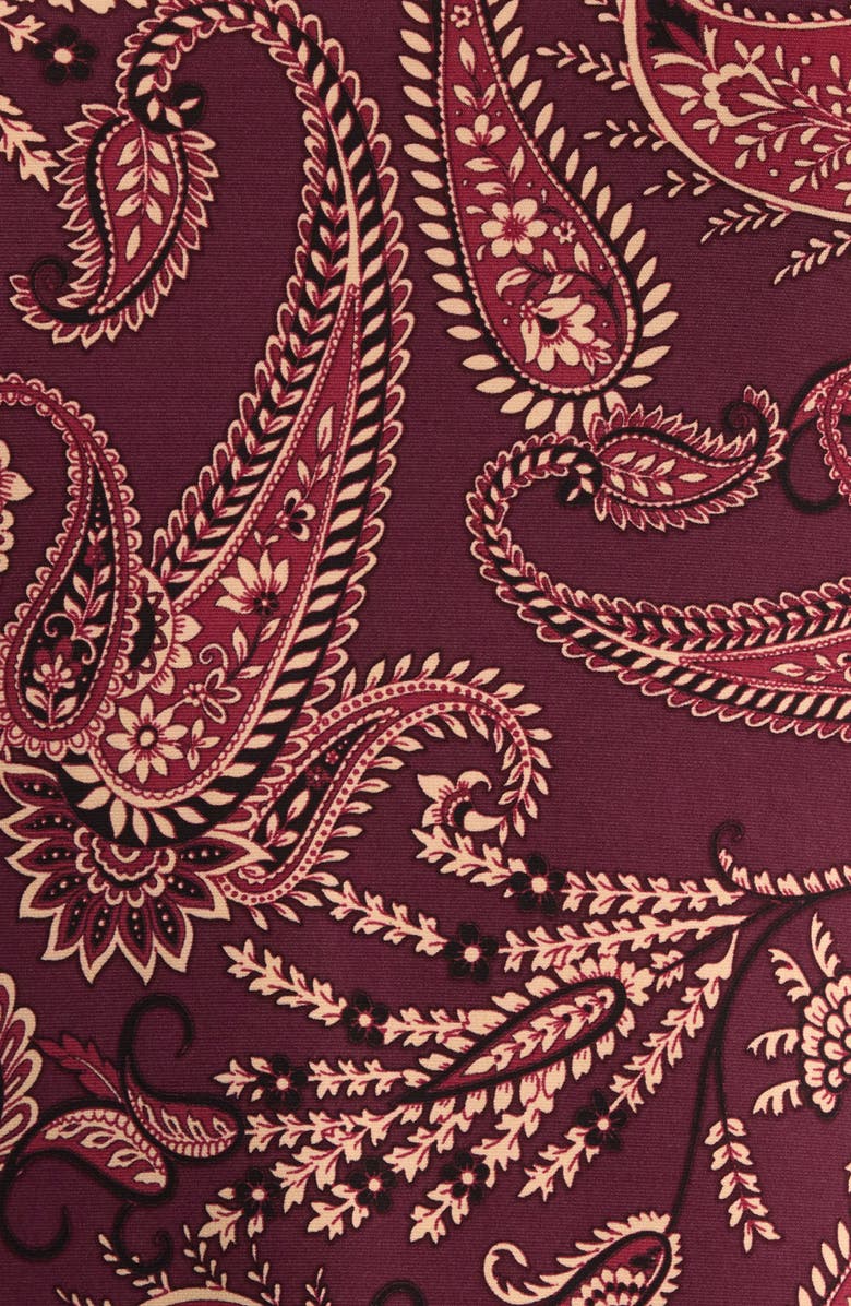 Jones New York Paisley Print Three Quarter Sleeve Top, Alternate, color, Wine Plum Multi