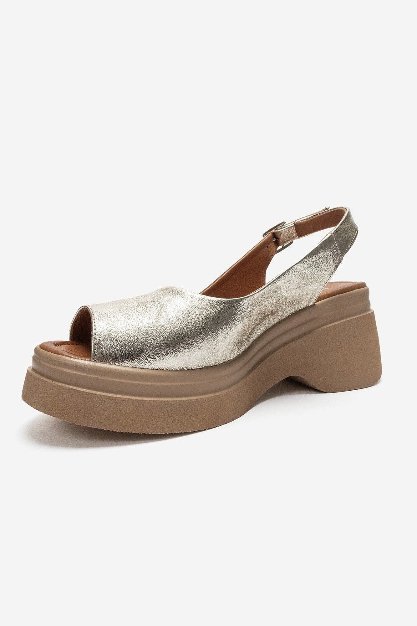 Laure Leather Wedge Sandal, Alternate, color, Gold