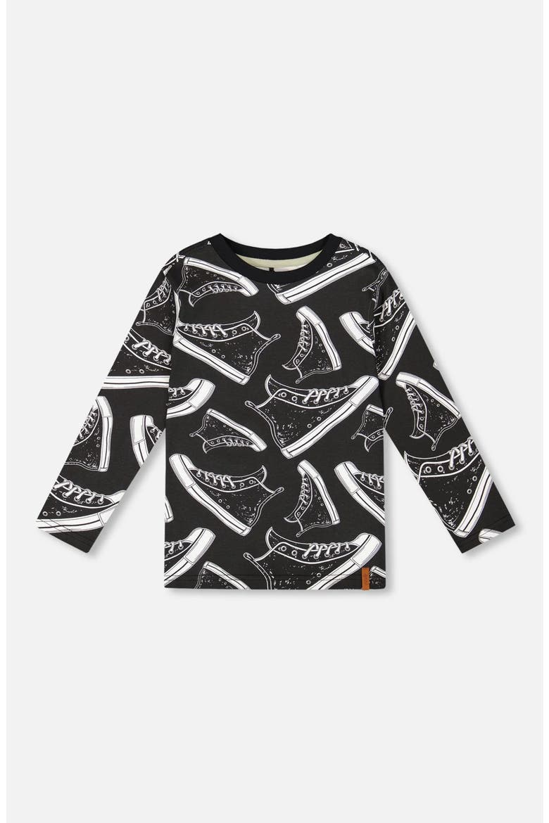 Long Sleeve Organic Cotton Allover Tee, Main, color, Black
