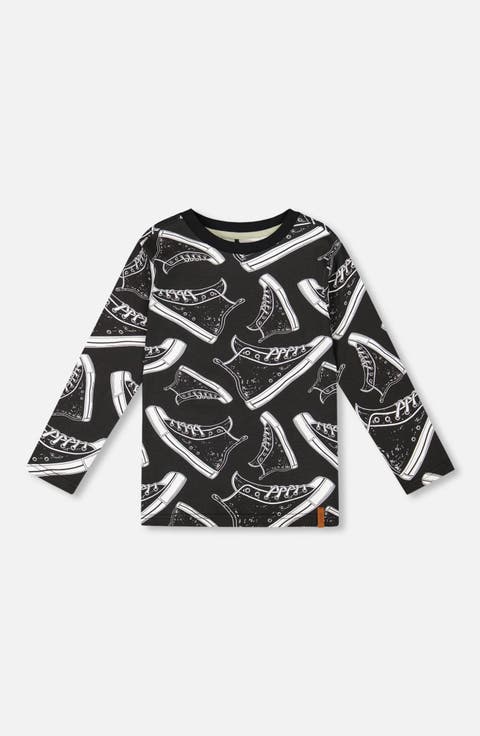 Long Sleeve Organic Cotton Allover Tee (Toddler & Little Kid)