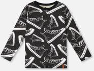 Deux par Deux Long Sleeve Organic Cotton Allover Tee