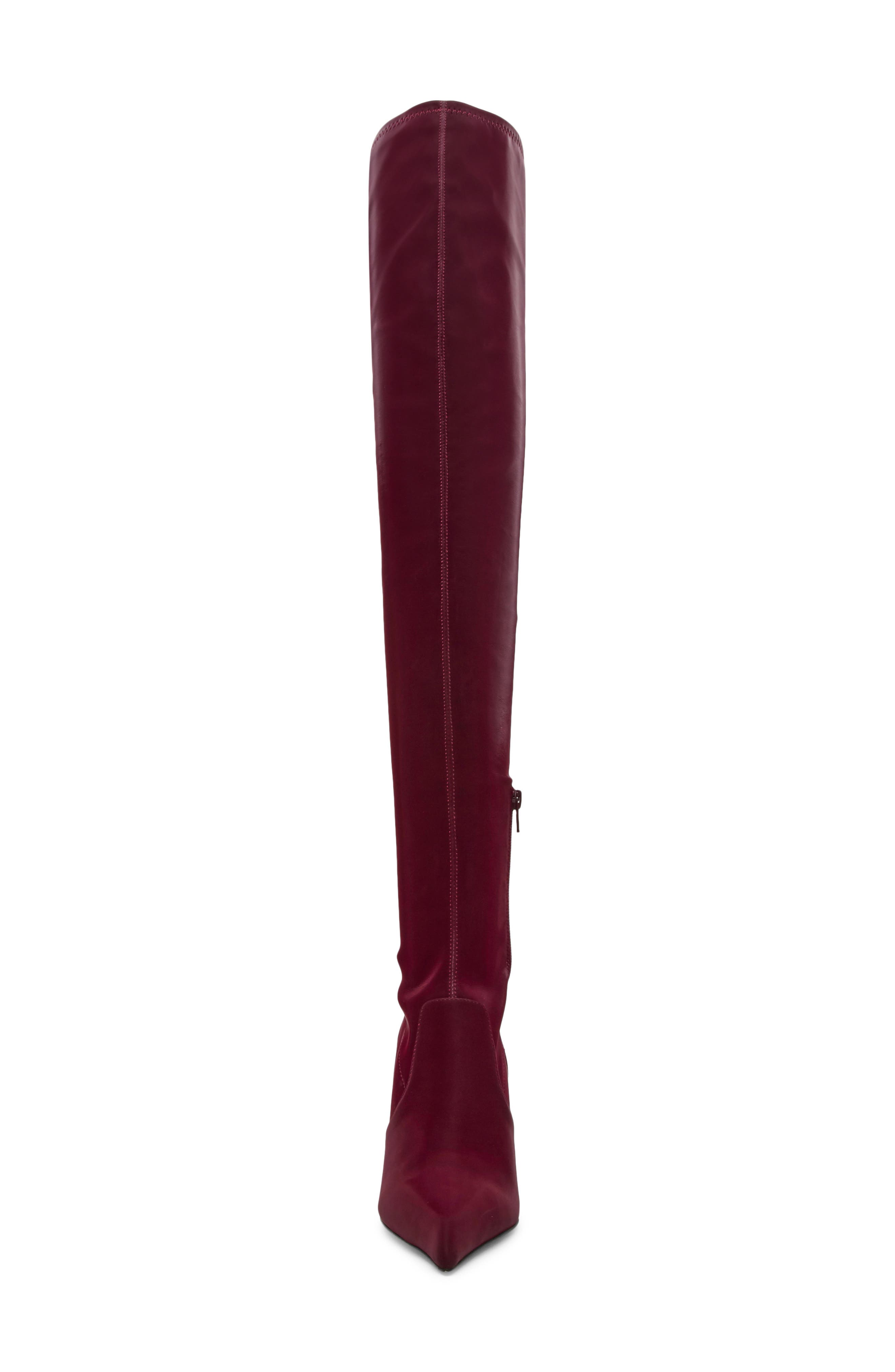 Pegasus Over the Knee Faux Leather Boot, Alternate, color, BURGUNDY TECHNO