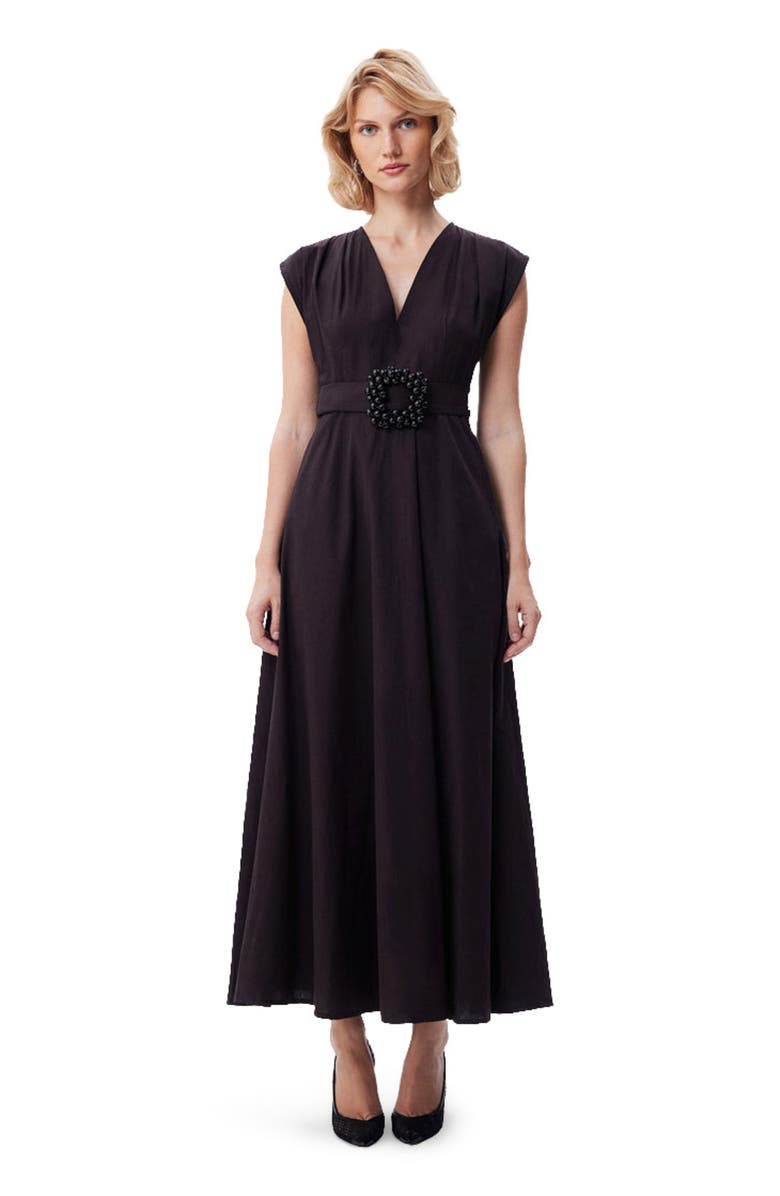 THEO The Label Echo Beaded Belt V-neck Shirtdress, Main, color, 