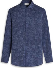 Bugatchi Alvin Shaped Fit Leaf Print Button-Up Shirt