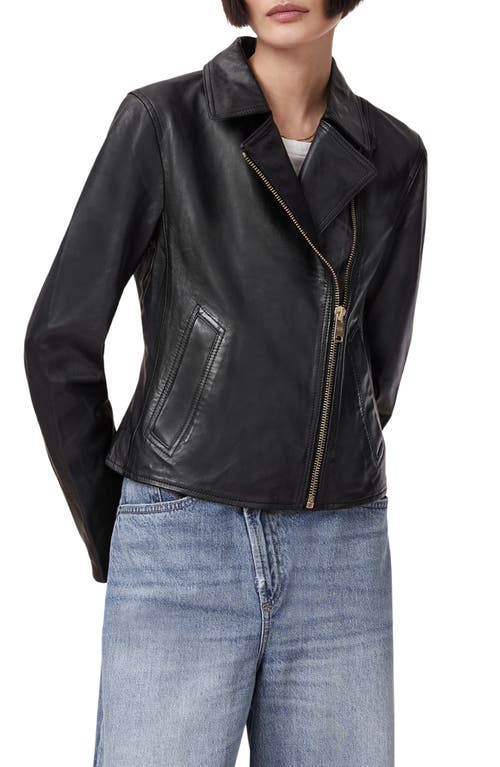 Allsaints Vela Leather Biker Jacket In Black