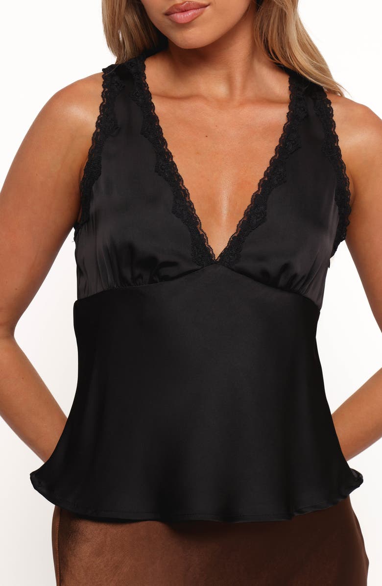 Petal & Pup Kelso Lace Trim Satin Tank, Alternate, color, Black