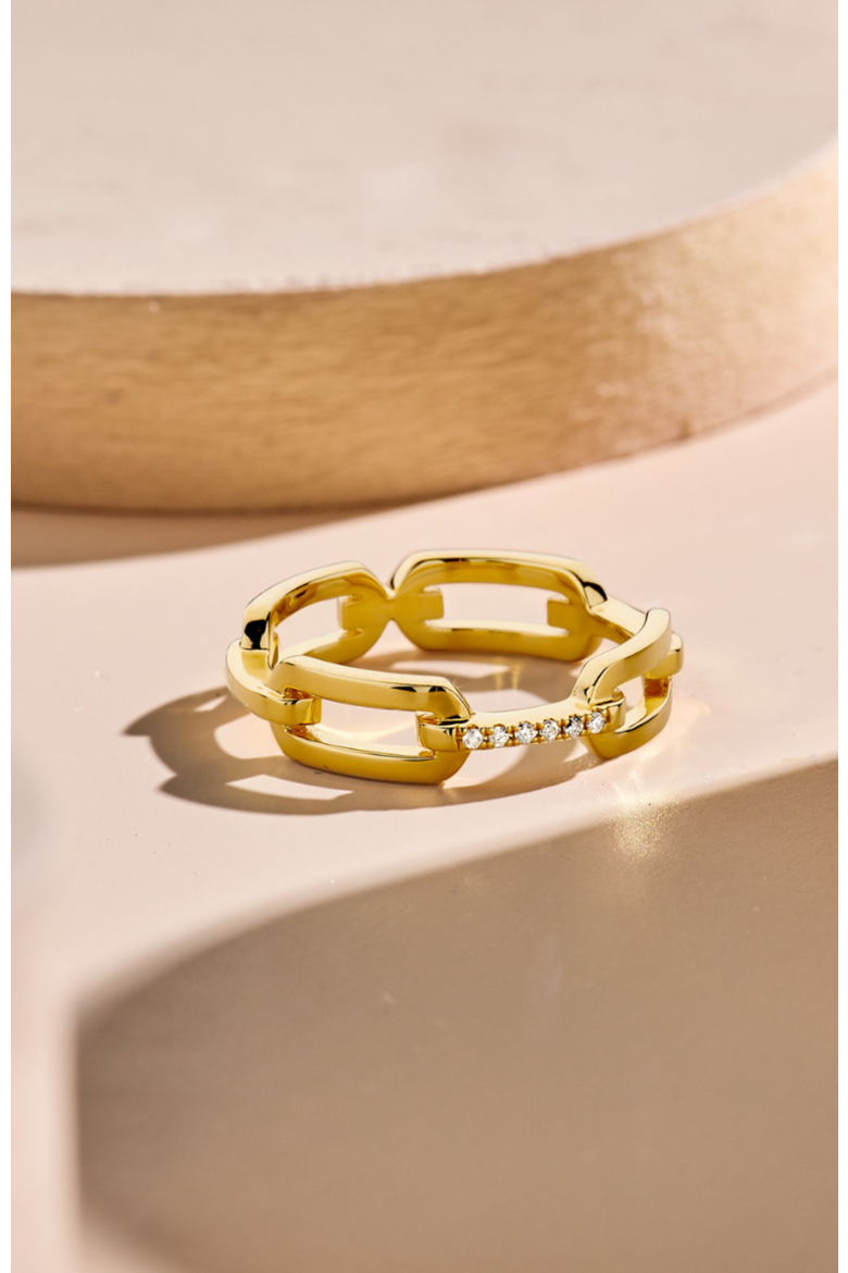 Unchain Diamond Ring |  6 natural diamonds | 925 Sterling Silver | Ring | 7 | Yellow 18k-Gold Plated, Alternate, color, Yellow 18k Gold Plated