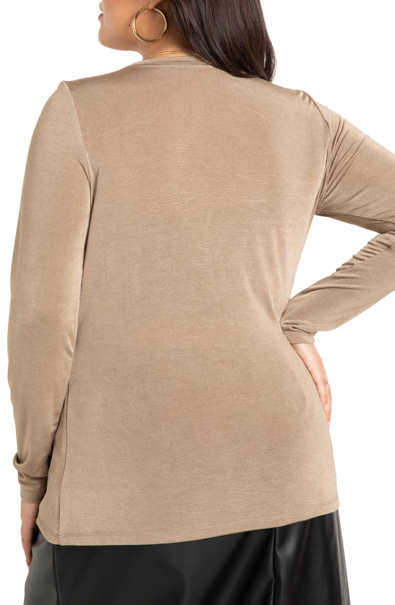 ELOQUII Long Sleeve Shirred Blouse, Alternate, color, 
