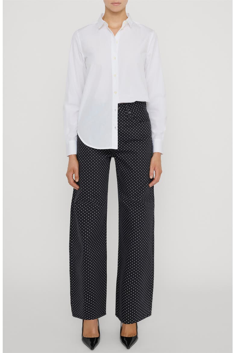 The Bow High Waist Wide Leg Jeans, Alternate, color, BLACK POLKA DOT
