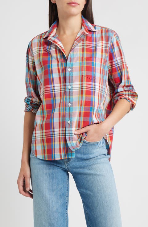 Plaid Relaxed Fit Cotton Button-Up Shirt