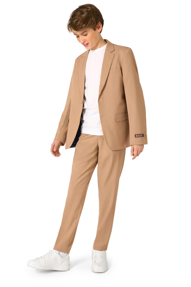 Kids' Daily Dark Sand Stretch Suit, Alternate, color, BEIGE