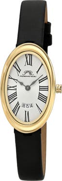 PORSAMO BLEU Women's Eloise Oval Guilloche Dial Leather Watch