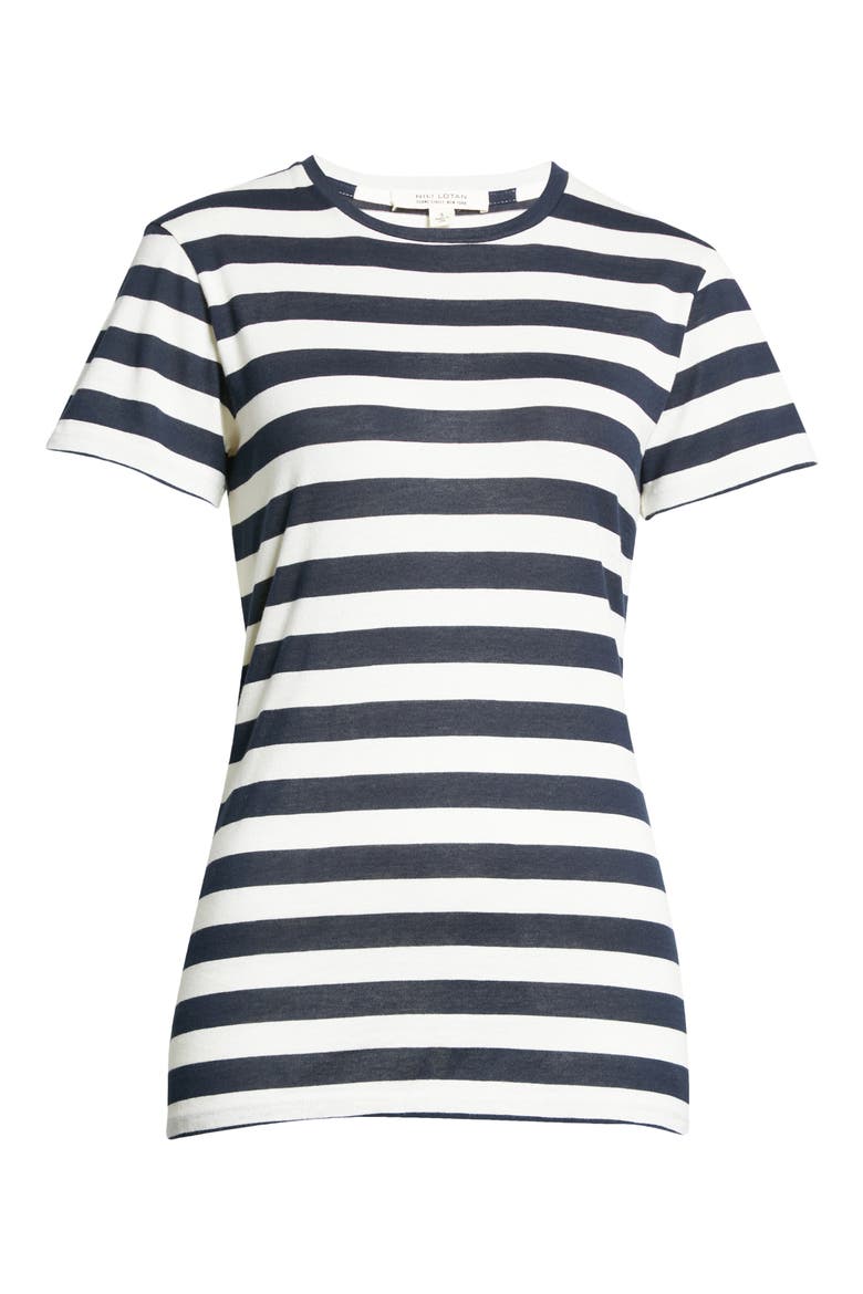 Lana Stripe Cotton Top, Alternate, color, DARK NAVY/ WHITE