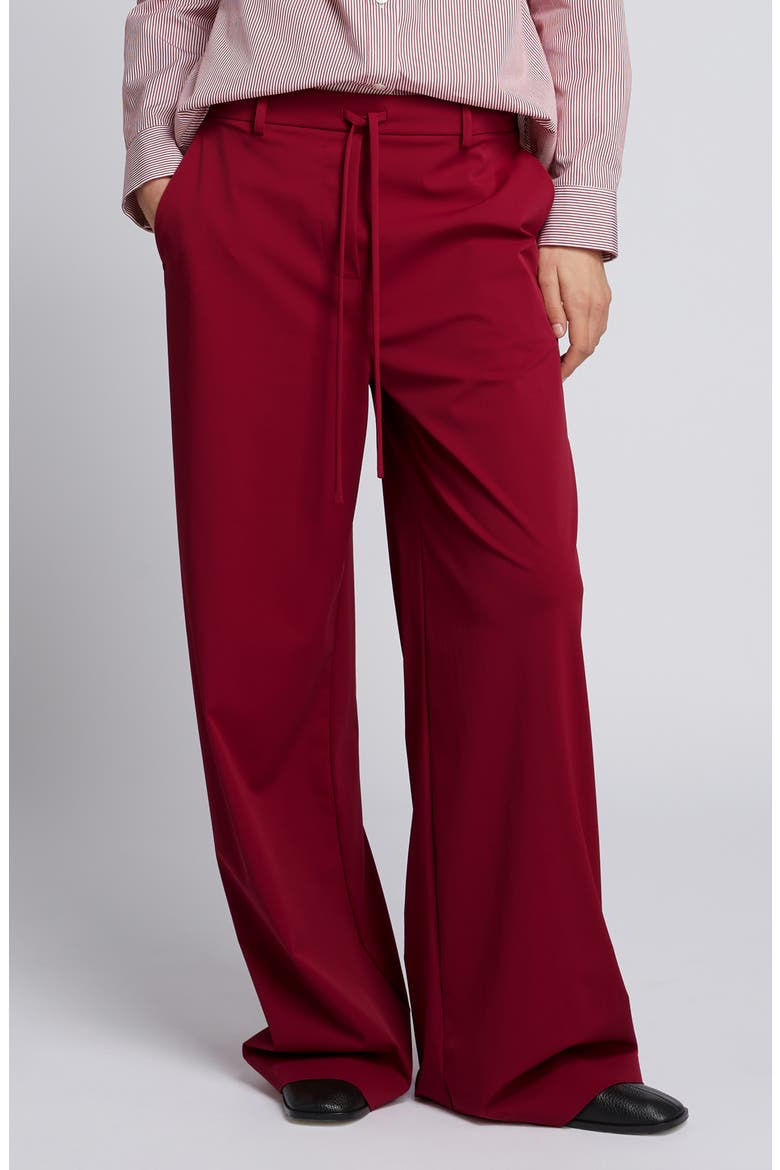 Agoraio Tie Waist Wide Leg Pants, Main, color, DARK RED