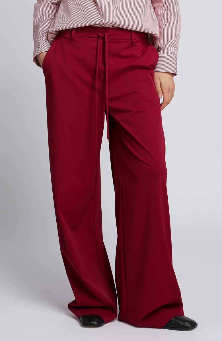 MM by Max Mara Agoraio Tie Waist Wide Leg Pants, Main, color, Dark Red
