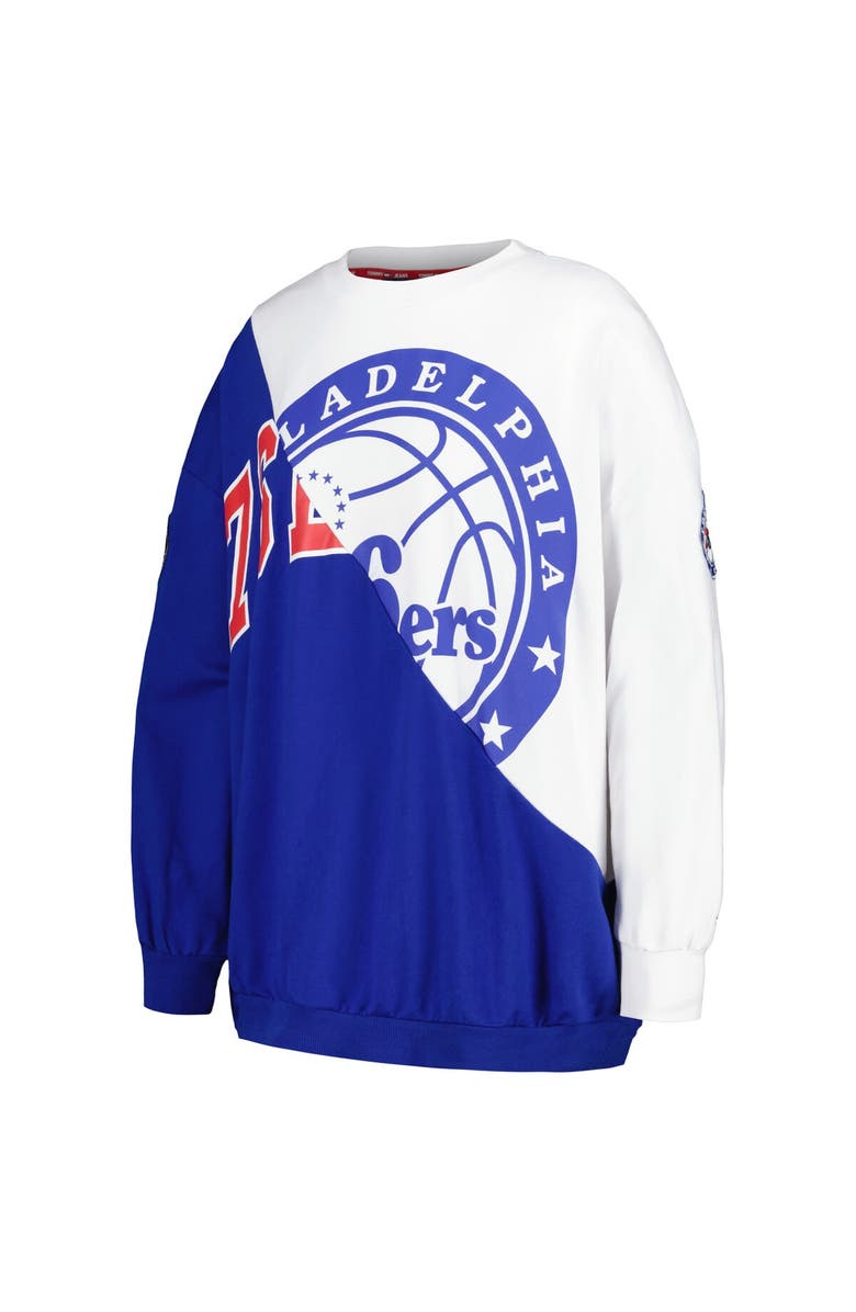 TOMMY JEANS Women's Tommy Jeans Royal/White Philadelphia 76ers Ariel Pullover Sweatshirt, Alternate, color, Royal