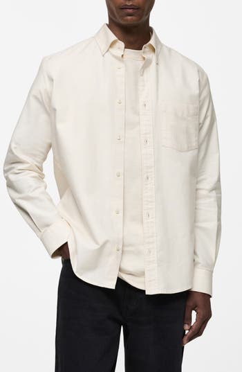 Mango Cotton Oxford Button-down Shirt In White