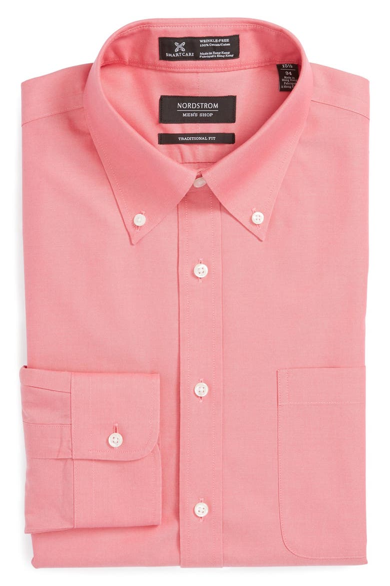 Smartcare™ Traditional Fit Pinpoint Dress Shirt, Main, color, DARK PINK