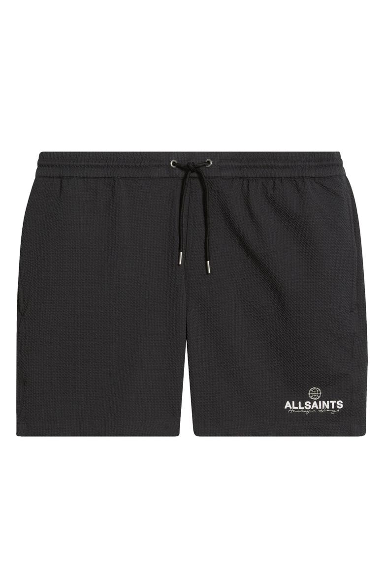 AllSaints Emblem Swim Trunks, Main, color, Washed Black