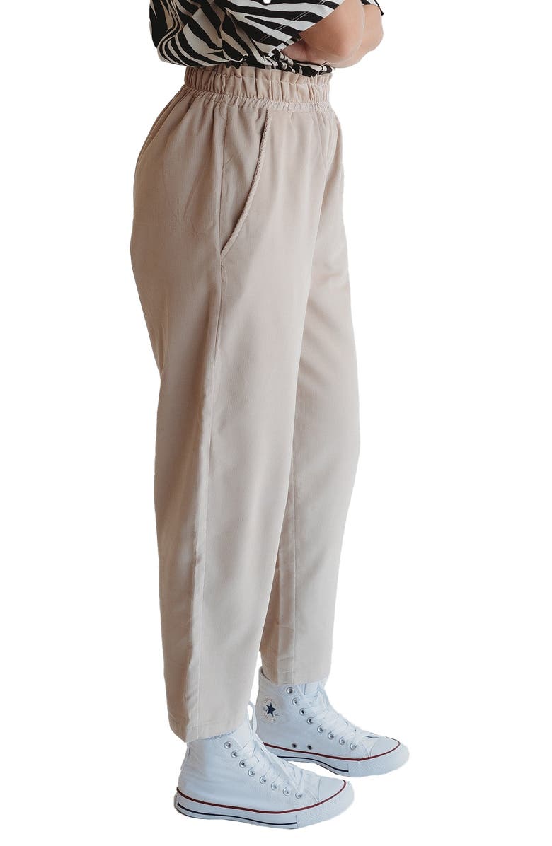 Turtledove London Organic Cotton Kate Corduroy Barrel Leg Trousers, Alternate, color, Stone