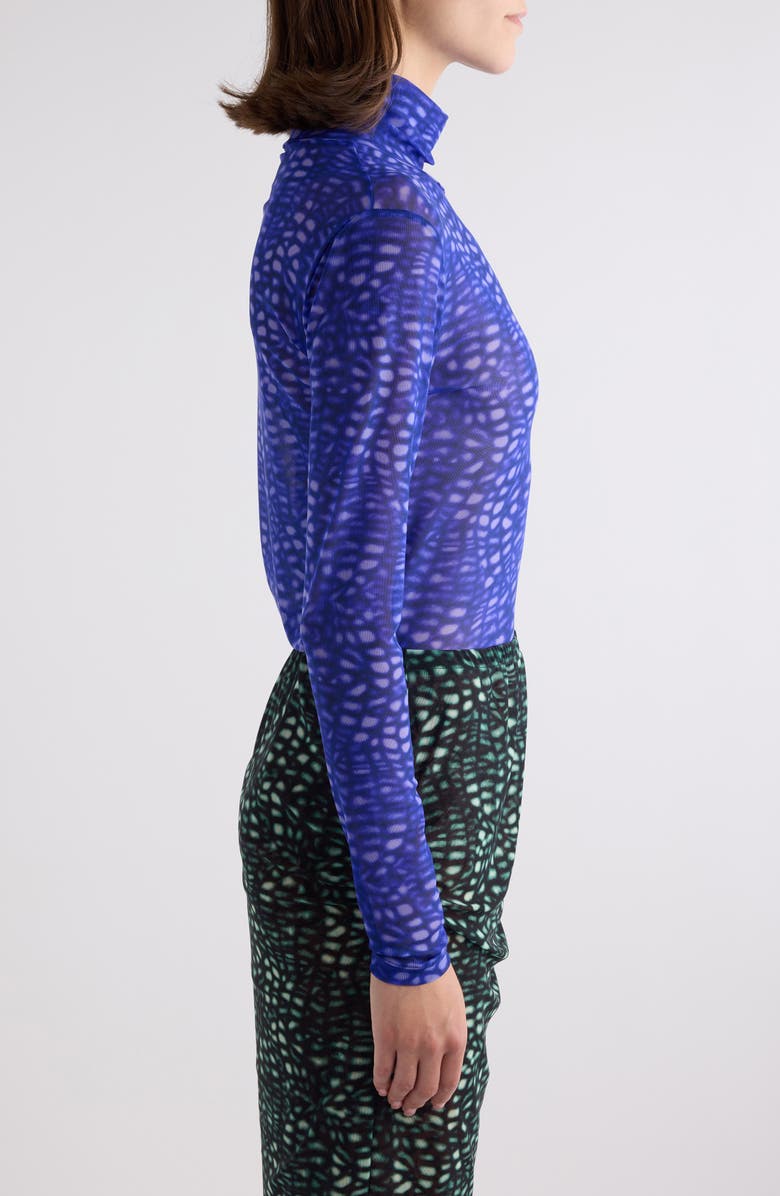 Dries Van Noten Hoyser Print Mesh Turtleneck Top, Alternate, color, 