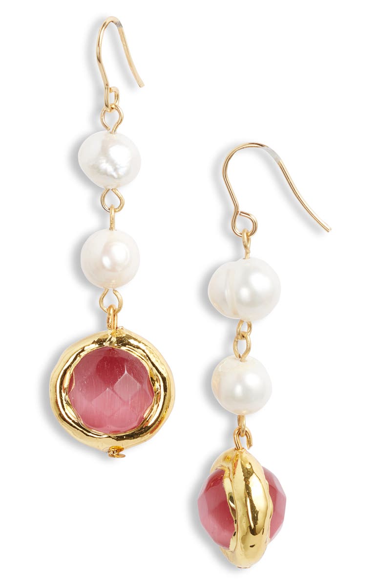 Karine Sultan Freshwater Pearl Drop Earrings, Main, color, Gold
