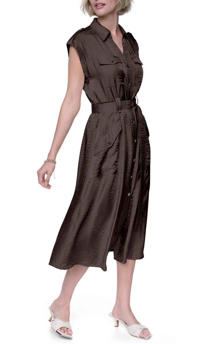 DKNY Belted Shirtdress, Alternate, color, Tobacco