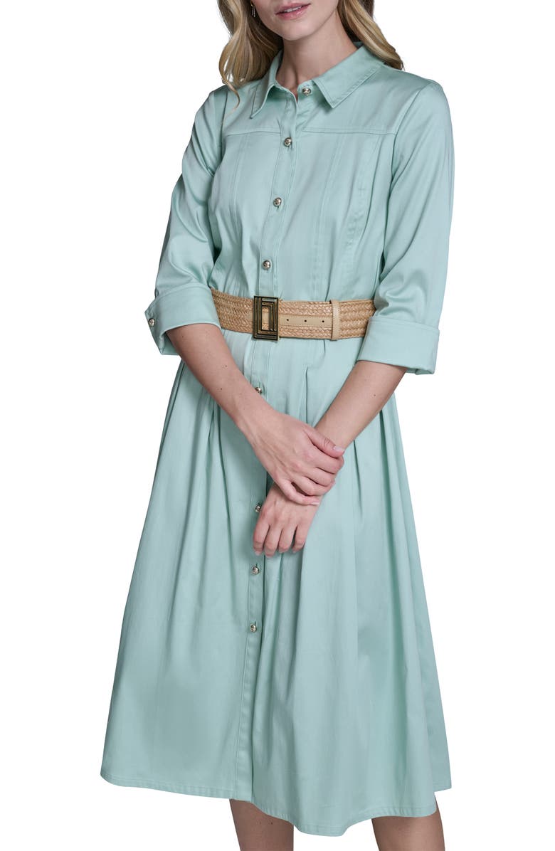 KARL LAGERFELD PARIS Belted Poplin Midi Shirtdress, Alternate, color,