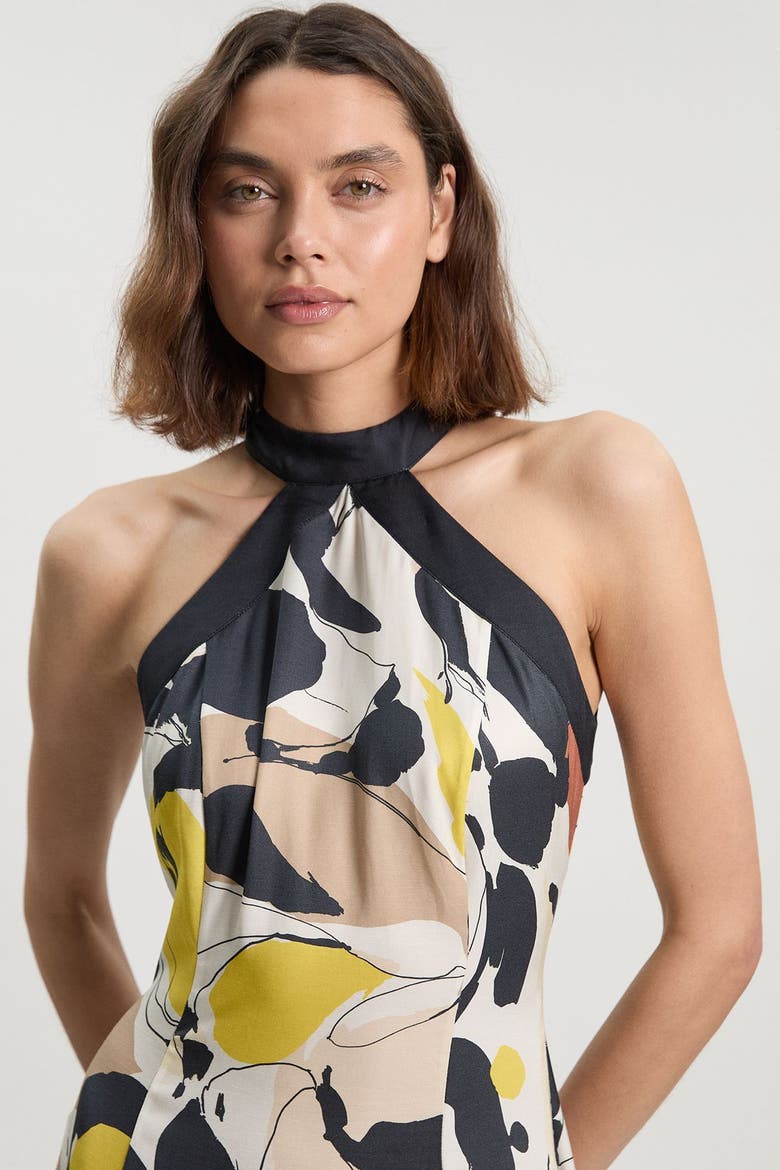 Abstract Print Halter Maxi Dress, Alternate, color, Multi