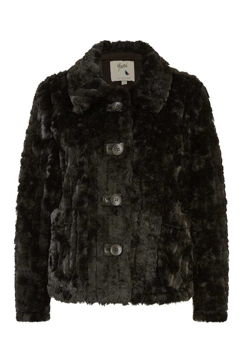 Textured Faux Fur Jacket, Alternate, color, Black