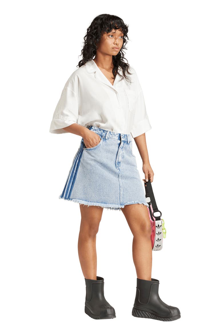 x KSENIASCHNAIDER Fray Hem Denim Skirt, Alternate, color, LIGHT DENIM