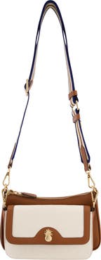 Tommy Bahama Canvas & Leather Trim Double Crossbody Bag