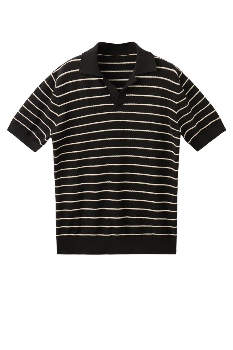 Stripe Knit Polo, Alternate, color, BLACK