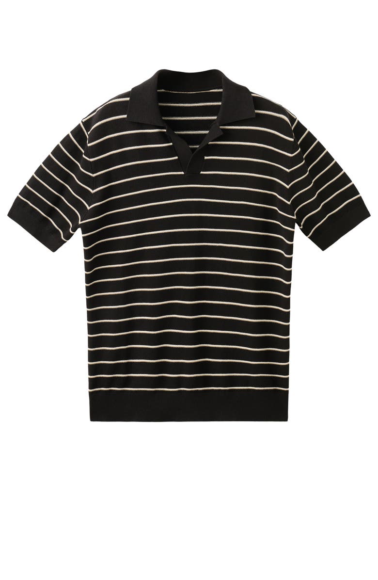 MANGO Stripe Knit Polo, Alternate, color, Black