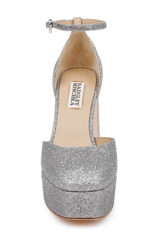 Badgley Mischka Collection Jayda Ankle Strap Platform Pump In Silver Antique