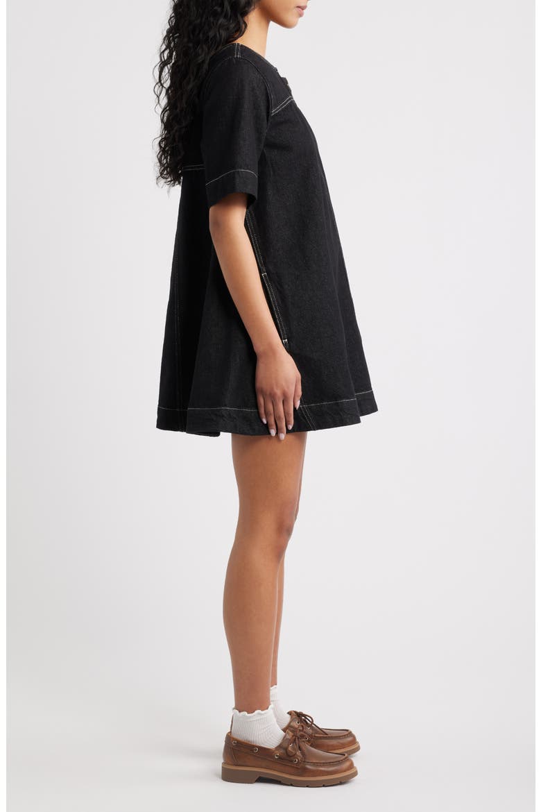Bridget Organic Cotton Denim Minidress, Alternate, color, BLACK
